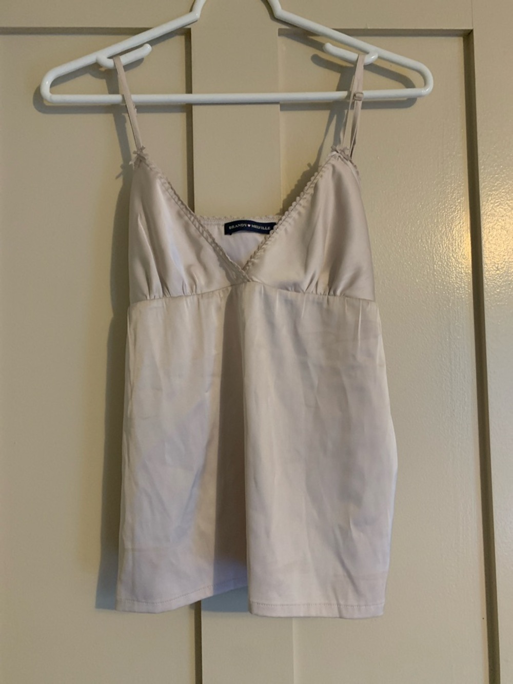 Brandy Melville Cream Satin Lace-Trim Cami